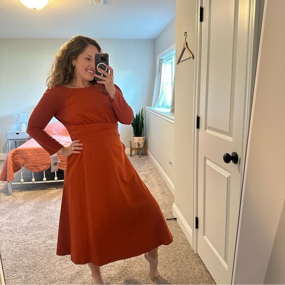 NWT Julia Jordan Burnt Orange Long Sleeve Maxi Dress 2 - Picture 3 of 12